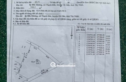 Bán khu đất 3000m2 lô góc 2 mặt tiền tại ấp Bến Mương xã Thạnh Đức huyện Gò Dầu Tây Ninh QH đất ở 100%